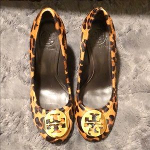 Tory Burch Wedges Animal Print Pony Hair 8.0